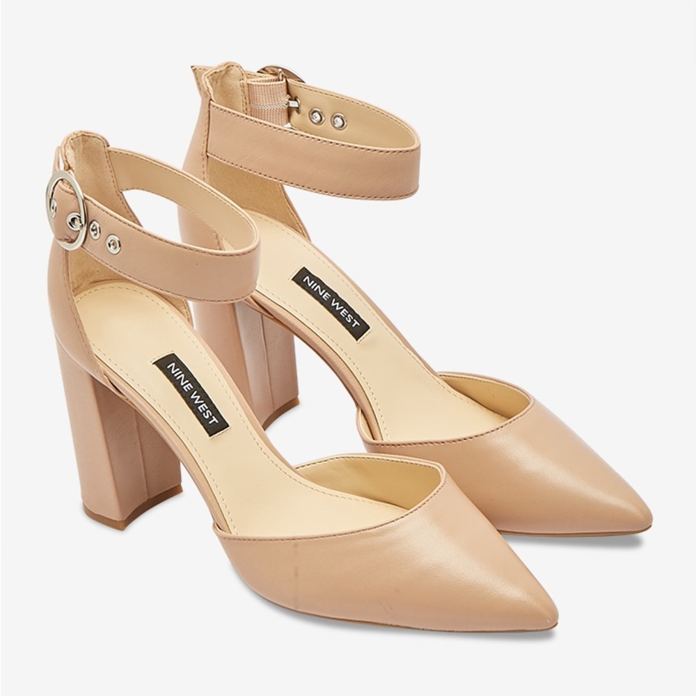 Nine West Nude Ankle Strap Heels